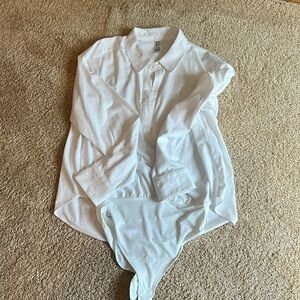 Spanx white long sleeve body suit.